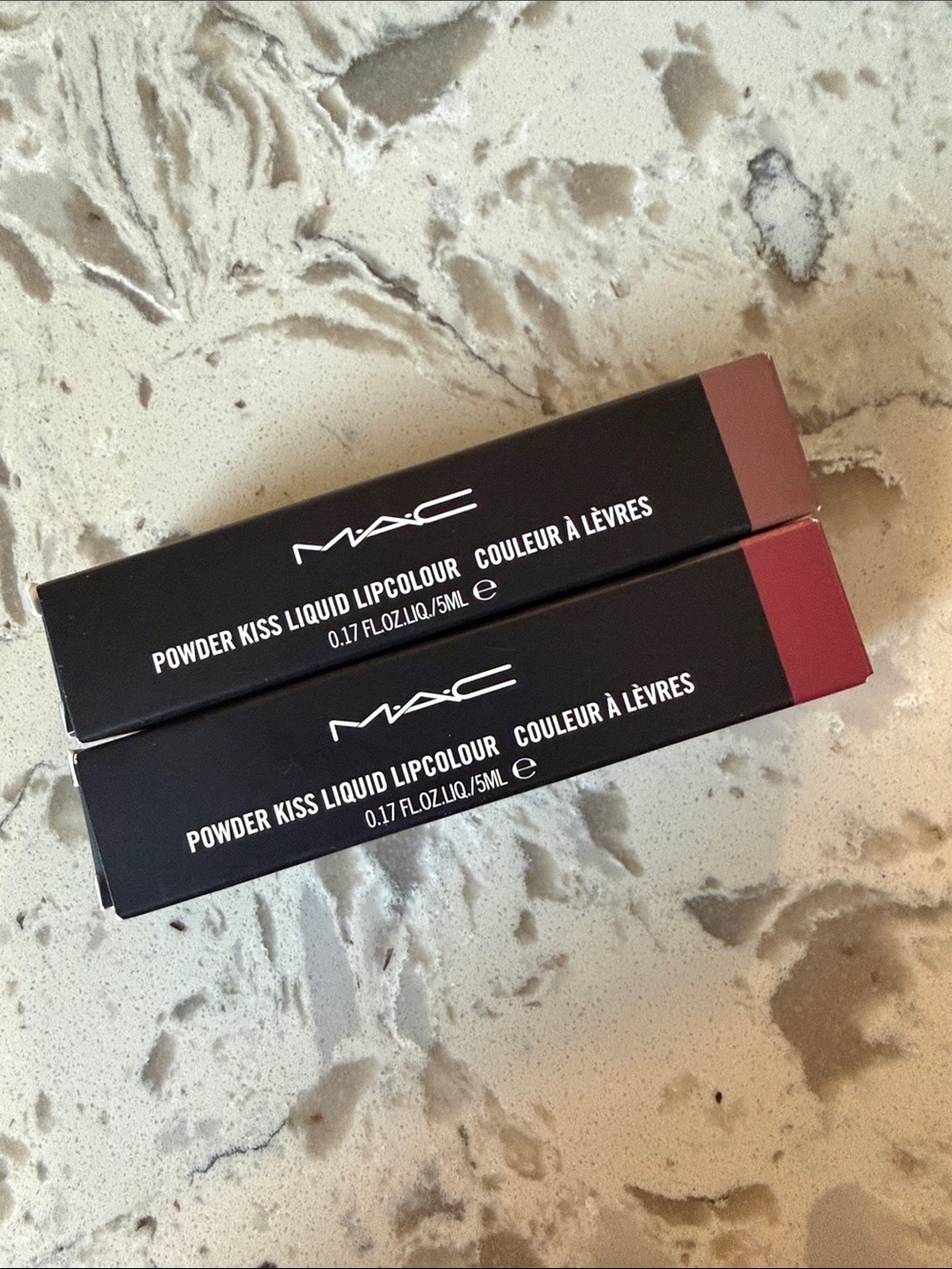 MAC Cosmetics Powder Kiss Liquid Lipcolour in Buffiest & A Little Tamed